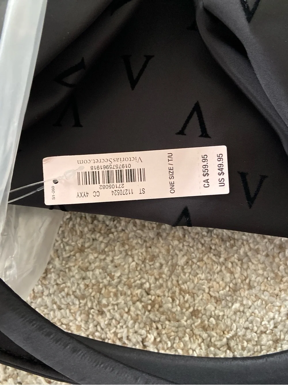 Victoria Secret Black Bag with Pink Scarf NWT - Picture 9 of 13